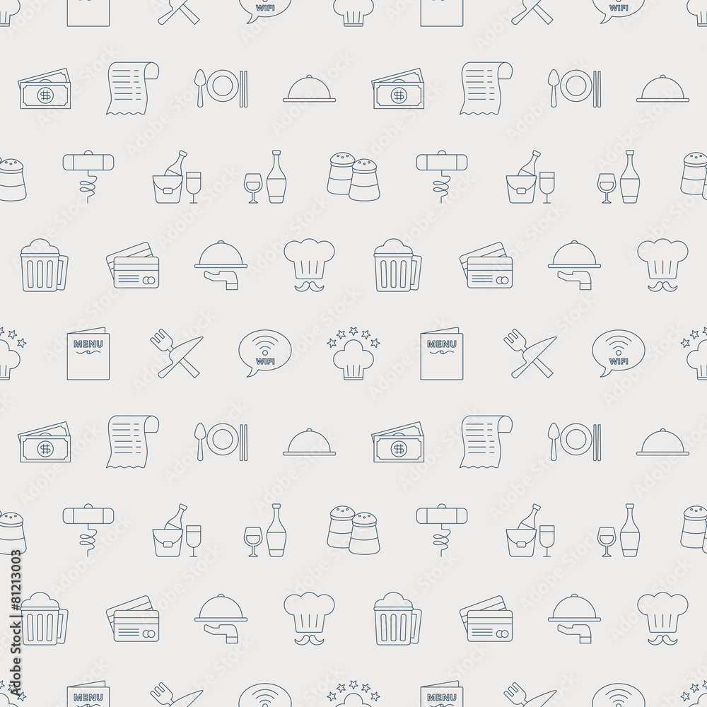 Canvas Prints restaurant line icon pattern set