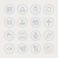 summer line icon set