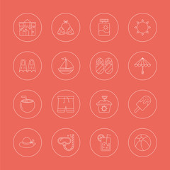 summer line icon set