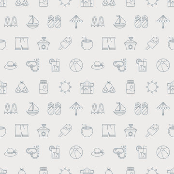 summer line icon pattern set
