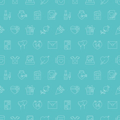 valentine's day line icon pattern set