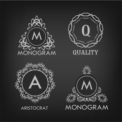 Set of luxury, simple and elegant monogram designs templates