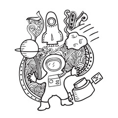 Astronaut and space doodle