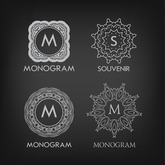 Obraz premium Set of luxury, simple and elegant monogram designs templates