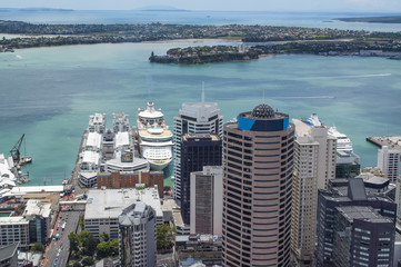 Aerial view of Auckland, New Zealand city scape