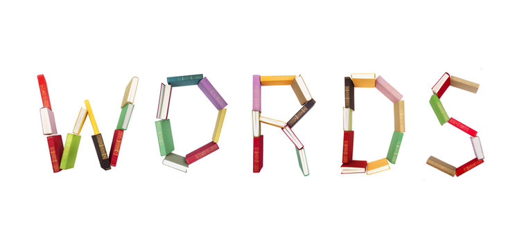 the word "words" built of books