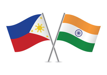 Philippines and Indian flags. Vector illustration.
