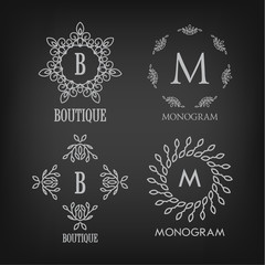 Set of luxury, simple and elegant monogram designs templates