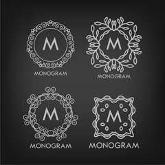 Set of luxury, simple and elegant monogram designs templates
