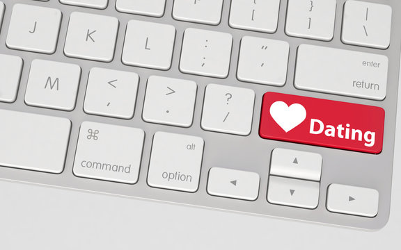 Conceptual Computer Keyboard with Red Dating Key