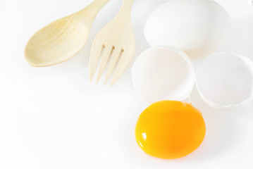 Broken white eggs
