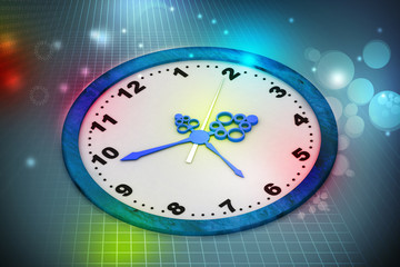 Fototapeta na wymiar Clock in color background