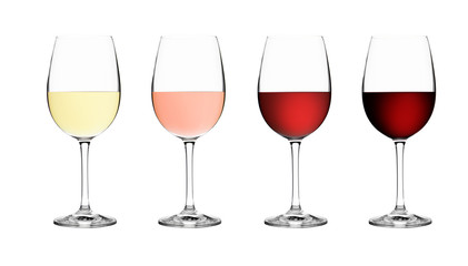 Weißwein-, Roéswein- und Rotweinglas