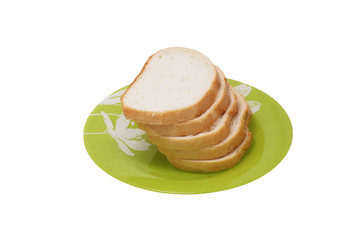 Sliced bread on a plate.