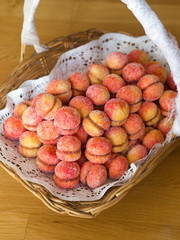 Rustic Croatian peach cakes in basket