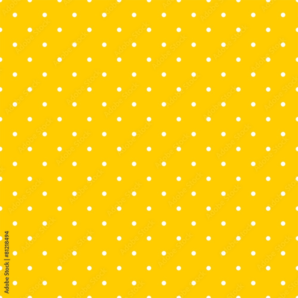 Poster tile vector pattern with white polka dots on yellow background