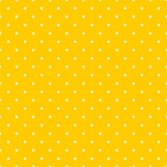 Tile vector pattern with white polka dots on yellow background - obrazy, fototapety, plakaty