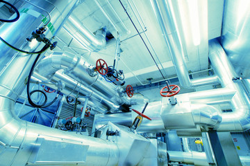 Industrial zone, Steel pipelines, valves and cables