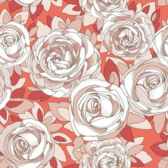 Floral seamless pattern. Roses and peonies