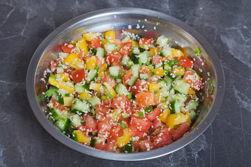 Vitamin vegetable salad with sesame seeds