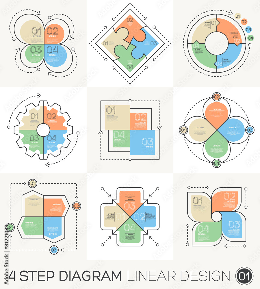 Wall mural linear line graphic design elements infographic template for c