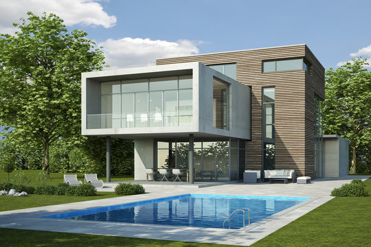 Moderne Villa 3 beton holz