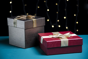 Christmas gift boxes on the table