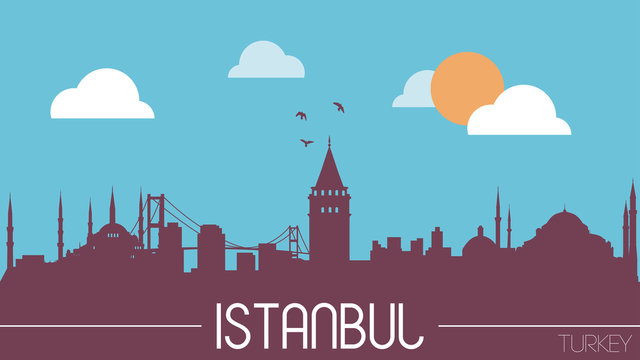 Istanbul Turkey skyline silhouette flat design vector