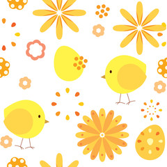 vector seamless pattern abstract background chickens and flowers