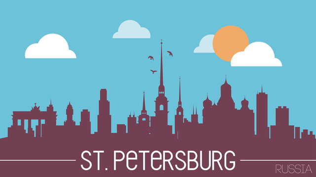 Saint Petersburg Russia skyline silhouette flat design