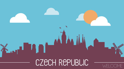 Czech Republic skyline silhouette flat design vector