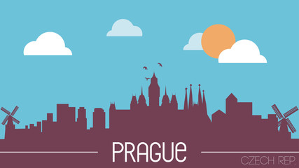 Prague Czech Republic skyline silhouette flat design vector