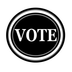 Vote white stamp text on black
