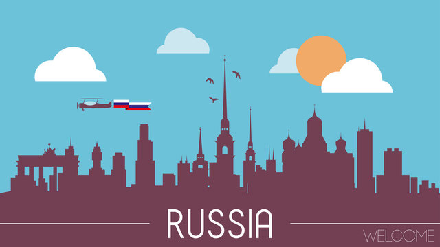 Russia skyline silhouette flat design vector illustration