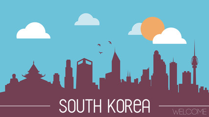 Fototapeta premium South Korea skyline silhouette flat design vector