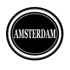 Amsterdam white stamp text on black