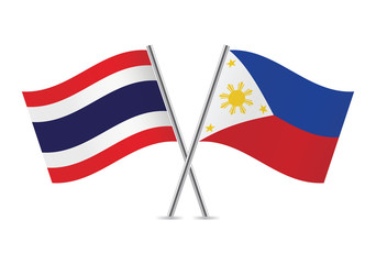 Thailand and Philippines flags. Vector illustration.