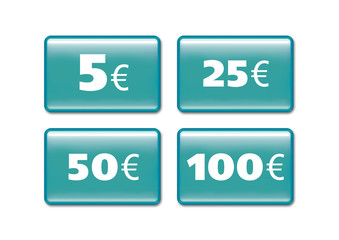 Buttons mit verschiedenen Euro Beträgen
