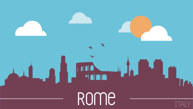 Rome Italy skyline silhouette flat design vector