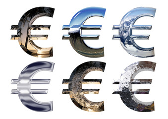 Metallische Eurozeichen