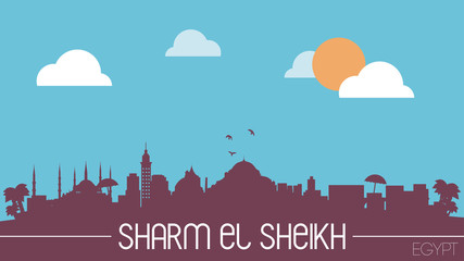Sharm el Sheikh Egypt skyline silhouette flat design vector - obrazy, fototapety, plakaty