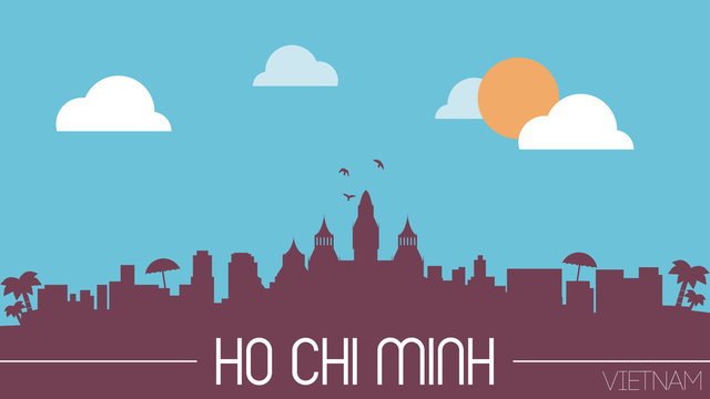 Ho Chi Minh Vietnam skyline silhouette flat design vector