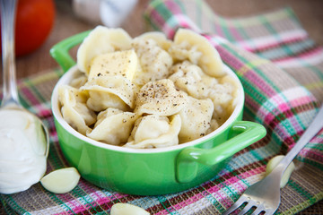 Russian dumplings boiled with meat