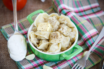 Russian dumplings boiled with meat