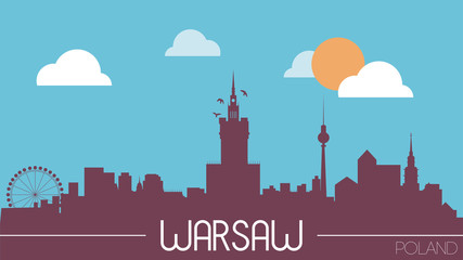 Naklejka premium Warszawa Polska panoramę sylwetka wektor płaska