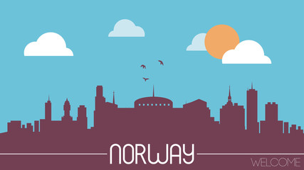 Norway skyline silhouette flat design vector illustration