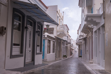 Andros streets in rain