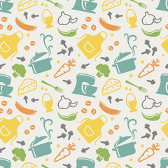 Kitchen seamless pattern. Vector background.