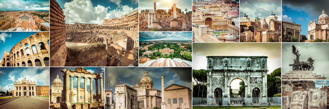Collage of photos from Rome