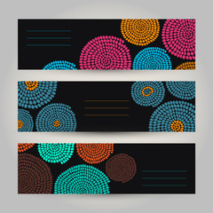 Set of Contrast Horizontal Banners. Abstract African ornament.